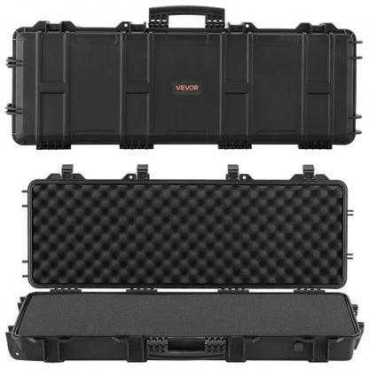 Hard Rifle Case, Lockable Rifle Case with Pre-cut Foams, 1016 mm Gun Storage with Wheels, IP67 Waterproof & Dustproof Movable Large Pistol Storage for Rifles, Shotguns, Airsoft Guns, Black
