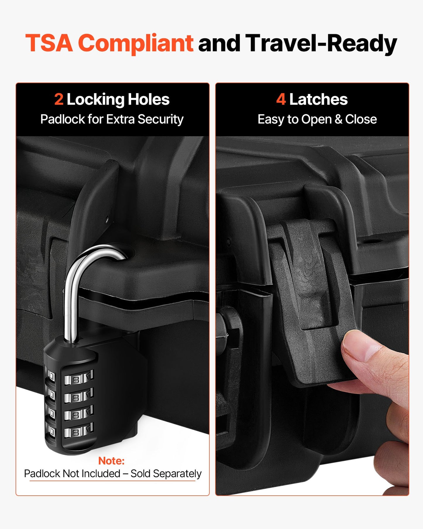 Hard Rifle Case, Lockable Rifle Case with Pre-cut Foams, 1016 mm Gun Storage with Wheels, IP67 Waterproof & Dustproof Movable Large Pistol Storage for Rifles, Shotguns, Airsoft Guns, Black