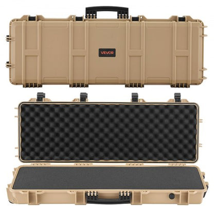 Hard Rifle Case, Lockable Rifle Case with Pre-cut Foams, 1016 mm Gun Storage with Wheels, IP67 Waterproof & Dustproof Movable Large Pistol Storage for Rifles, Shotguns, Airsoft Guns, Khaki