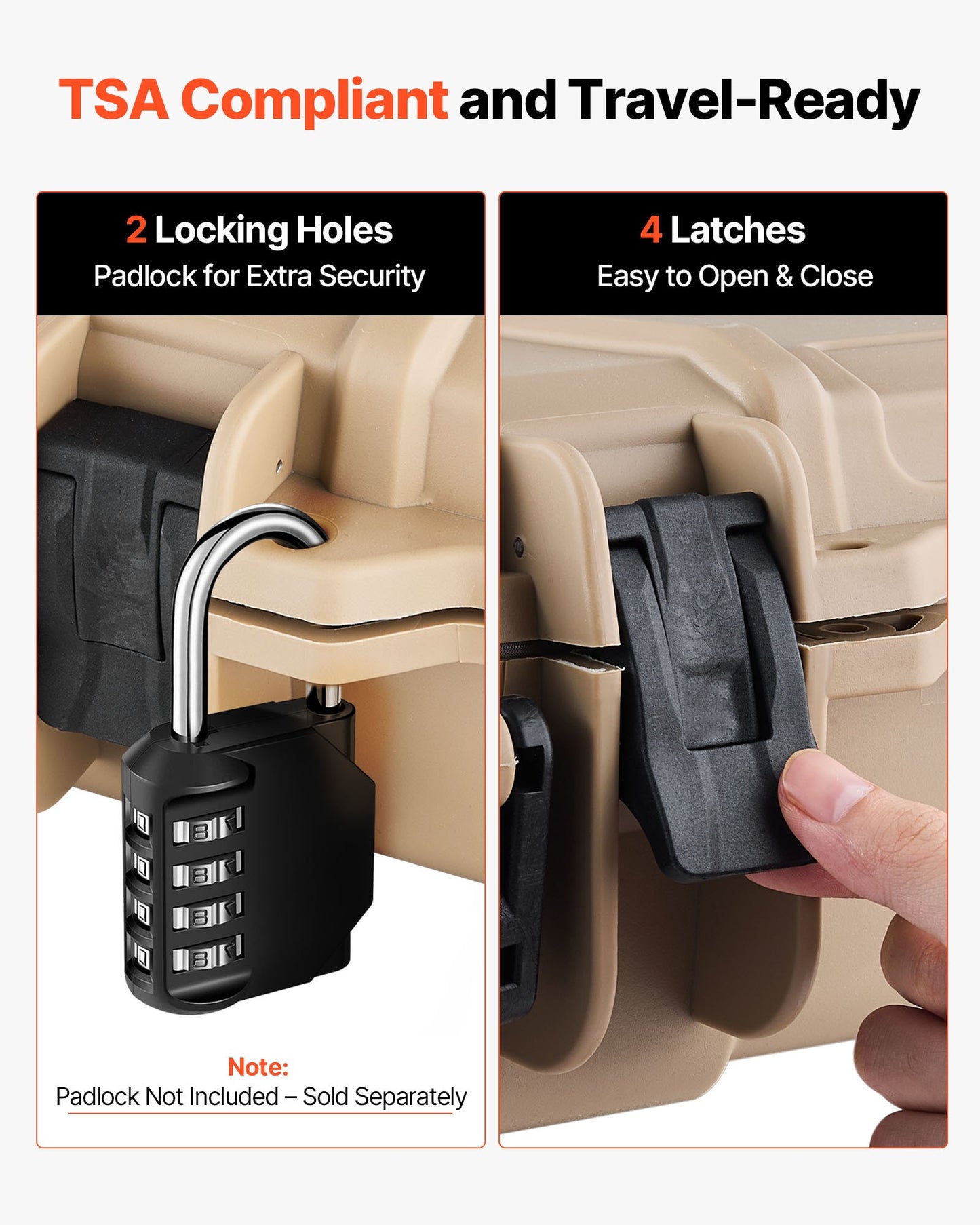 Hard Rifle Case, Lockable Rifle Case with Pre-cut Foams, 1016 mm Gun Storage with Wheels, IP67 Waterproof & Dustproof Movable Large Pistol Storage for Rifles, Shotguns, Airsoft Guns, Khaki