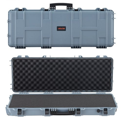 Hard Rifle Case, Lockable Rifle Case with Pre-cut Foams, 1066 mm Movable Gun Storage with Wheels, IP67 Waterproof & Dustproof Pistol Storage for Rifle, Shotgun, Airsoft Gun, Grey