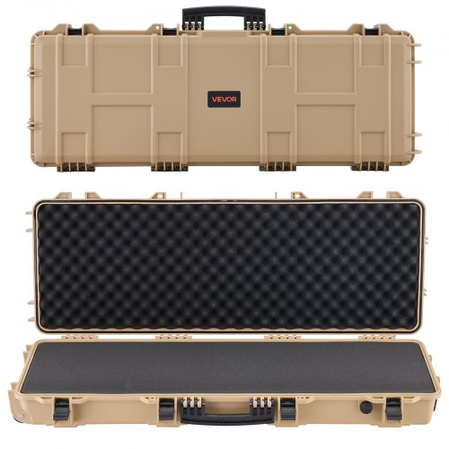 Hard Rifle Case, Lockable Rifle Case with Pre-cut Foams, 1066 mm Movable Gun Storage with Wheels, IP67 Waterproof & Dustproof Pistol Storage for Rifle, Shotgun, Airsoft Gun, Khaki