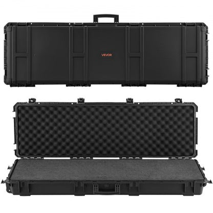 Hard Rifle Case, Lockable Rifle Case with Detachable XPE Foam, 1270 mm Gun Storage with Wheels, IP67 Waterproof & Dustproof Pistol Storage Cases for Rifles, Shotguns, Airsoft Guns, Black