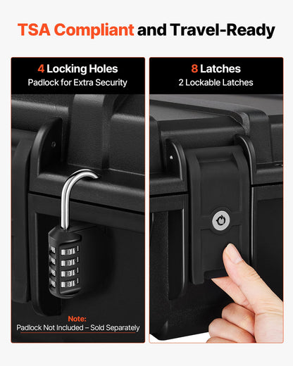 Hard Rifle Case, Lockable Rifle Case with Detachable XPE Foam, 1270 mm Gun Storage with Wheels, IP67 Waterproof & Dustproof Pistol Storage Cases for Rifles, Shotguns, Airsoft Guns, Black