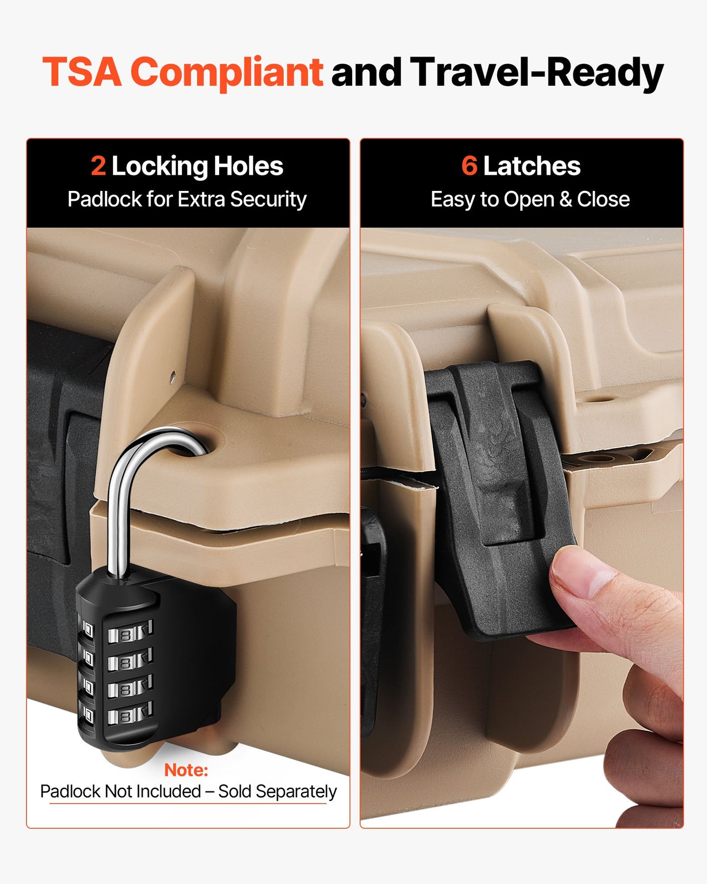 Hard Rifle Case, Lockable Rifle Case with Pre-cut Foams, 1270 mm Movable Gun Storage with Wheels, IP67 Waterproof & Dustproof Pistol Storage for Rifle, Shotgun, Airsoft Gun, Khaki