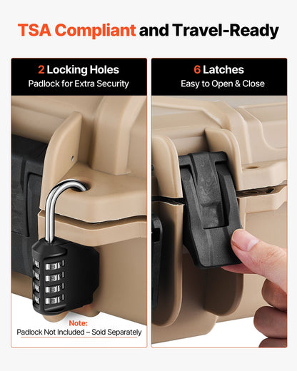 Hard Rifle Case, Lockable Rifle Case with Pre-cut Foams, 1270 mm Movable Gun Storage with Wheels, IP67 Waterproof & Dustproof Pistol Storage for Rifle, Shotgun, Airsoft Gun, Khaki