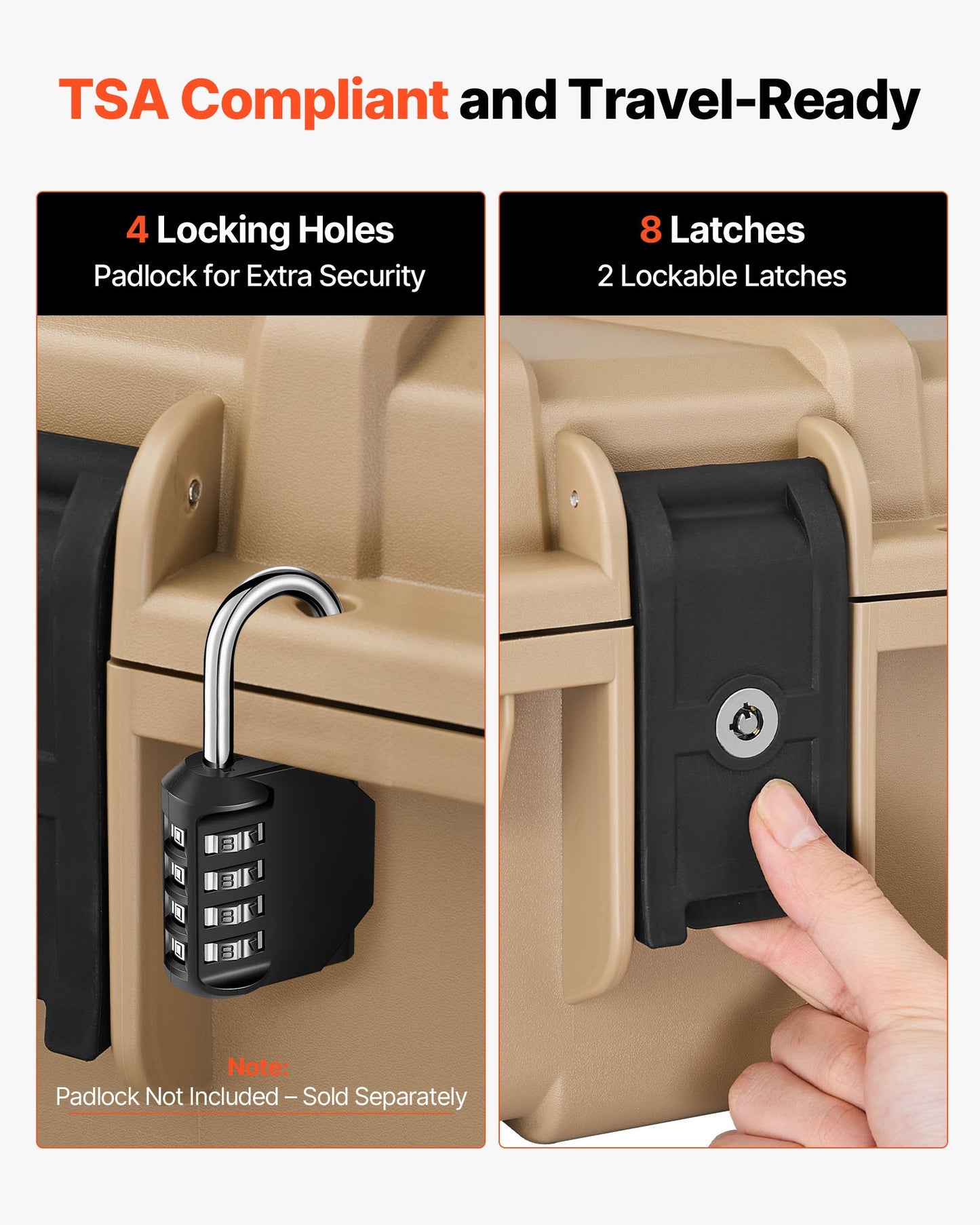 Hard Rifle Case, Lockable Rifle Case with Pre-cut Foams, 1320 mm Gun Storage with Wheels, Heavy Duty IP67 Waterproof & Dustproof Pistol Storage Cases for Rifles, Shotguns, Airsoft Guns, Khaki