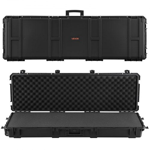 Hard Rifle Case, Lockable Rifle Case with Pre-cut Foams, 1320 mm Gun Storage with Wheels, Heavy Duty IP67 Waterproof & Dustproof Pistol Storage Cases for Rifles, Shotguns, Airsoft Guns, Black