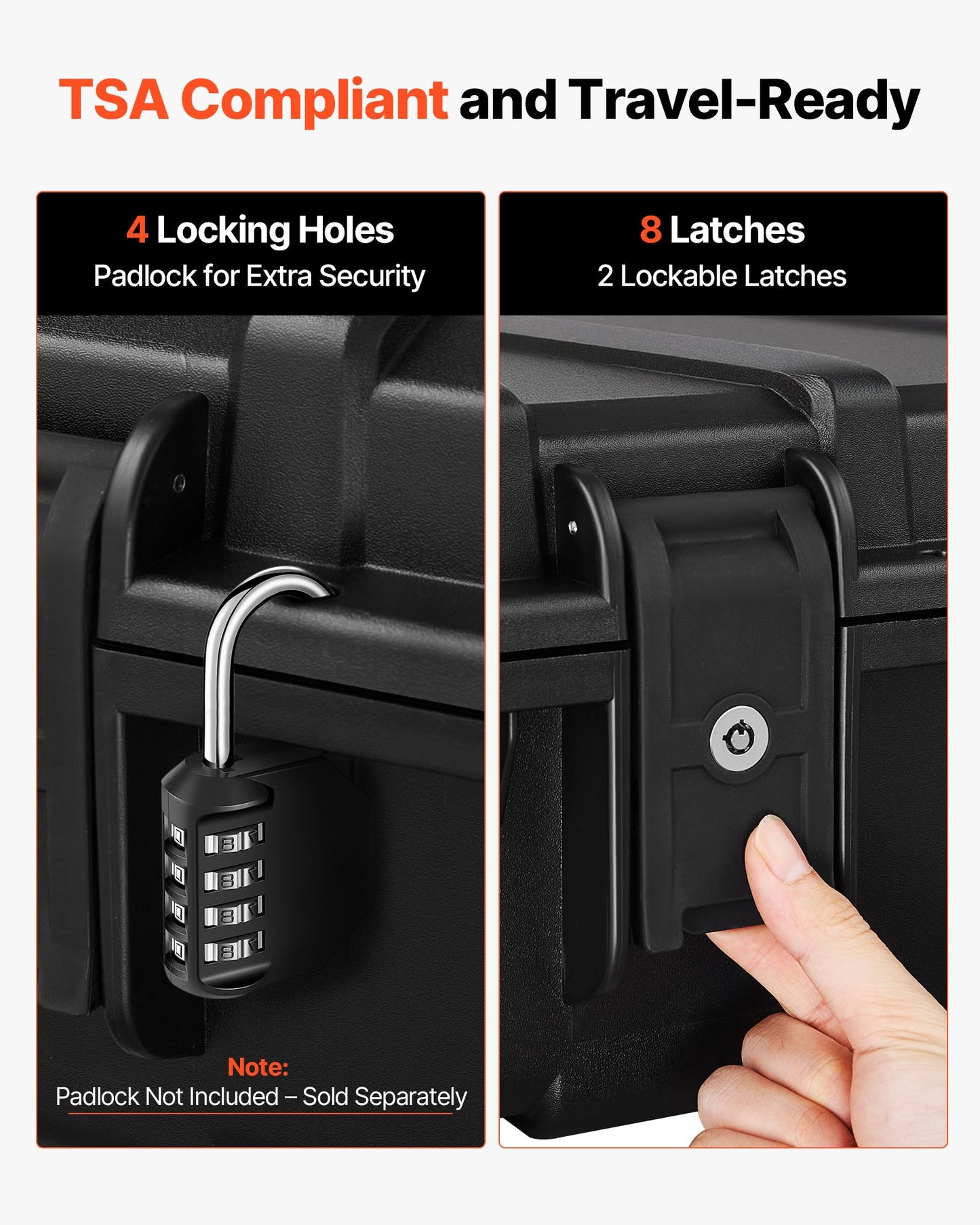 Hard Rifle Case, Lockable Rifle Case with Pre-cut Foams, 1320 mm Gun Storage with Wheels, Heavy Duty IP67 Waterproof & Dustproof Pistol Storage Cases for Rifles, Shotguns, Airsoft Guns, Black