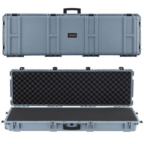 Hard Rifle Case, Lockable Rifle Case with Pre-cut Foams, 1320 mm Gun Storage with Wheels, Heavy Duty IP67 Waterproof & Dustproof Pistol Storage Cases for Rifles, Shotguns, Airsoft Guns, Grey