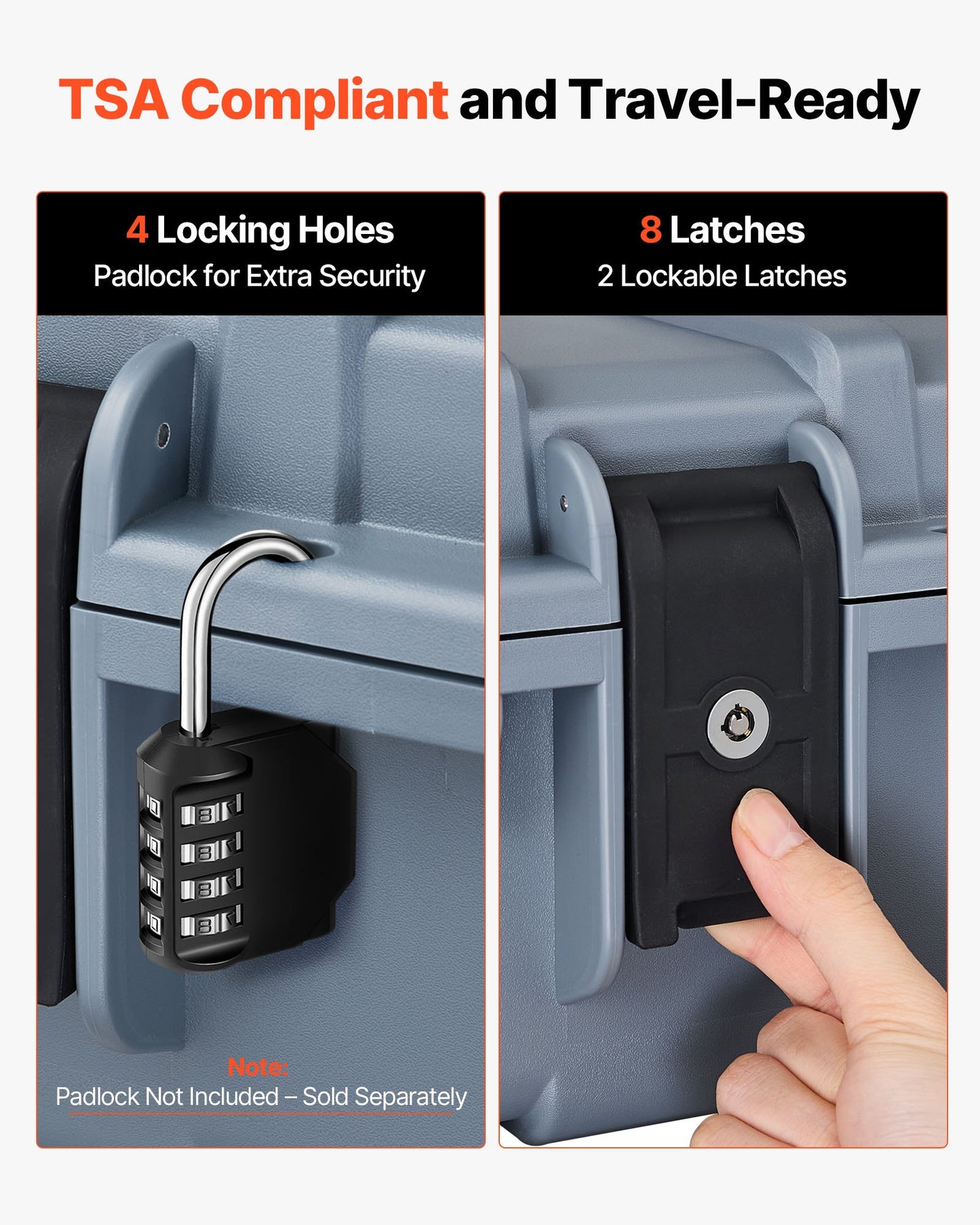 Hard Rifle Case, Lockable Rifle Case with Pre-cut Foams, 1320 mm Gun Storage with Wheels, Heavy Duty IP67 Waterproof & Dustproof Pistol Storage Cases for Rifles, Shotguns, Airsoft Guns, Grey