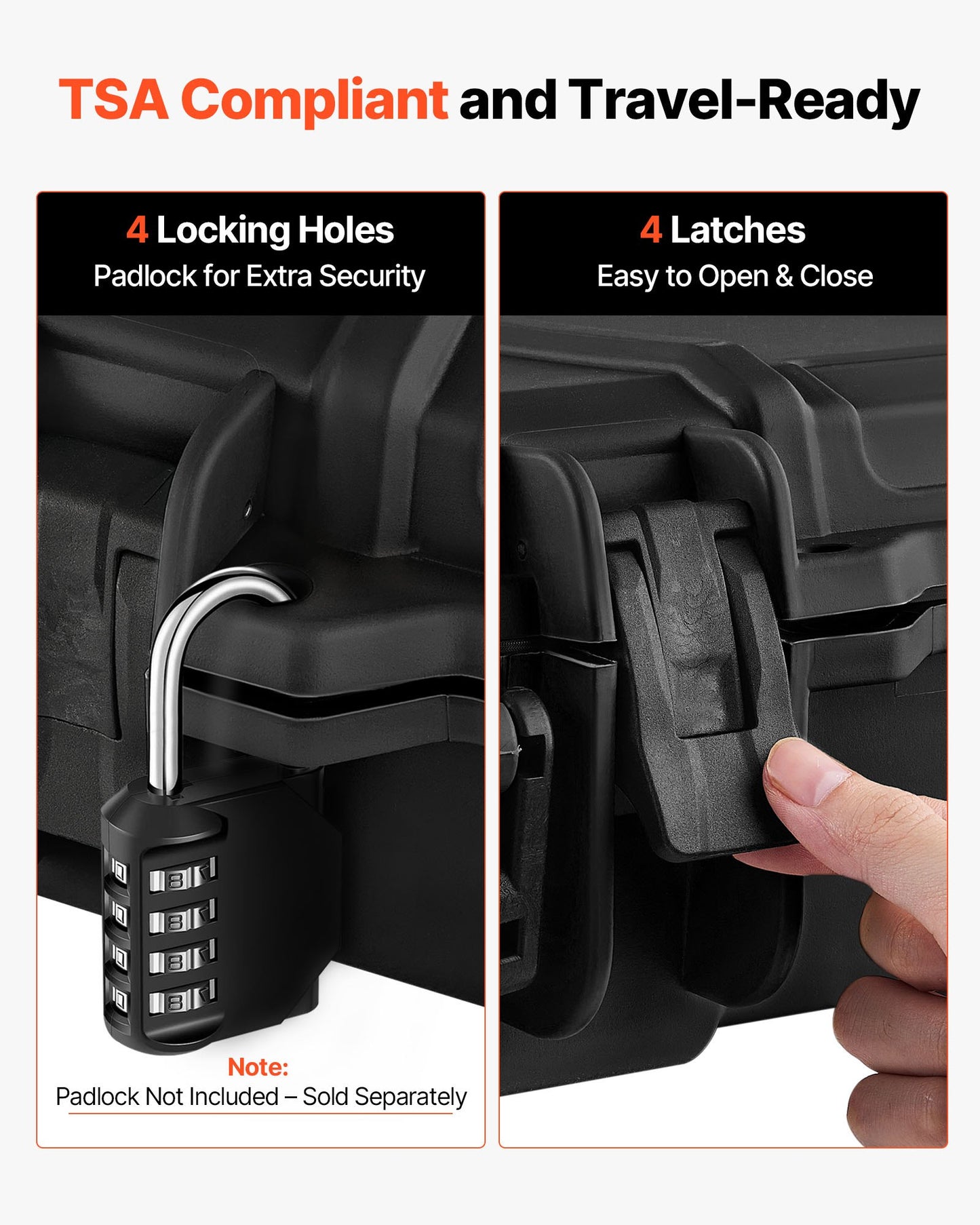 Hård gevärsväska, låsbar gevärsväska med 4 lager förskurna skum, 914 mm vapenförvaring med hjul, IP67 vattentäta och dammtäta pistolförvaringsväskor för gevär, hagelgevär, airsoftvapen, svart