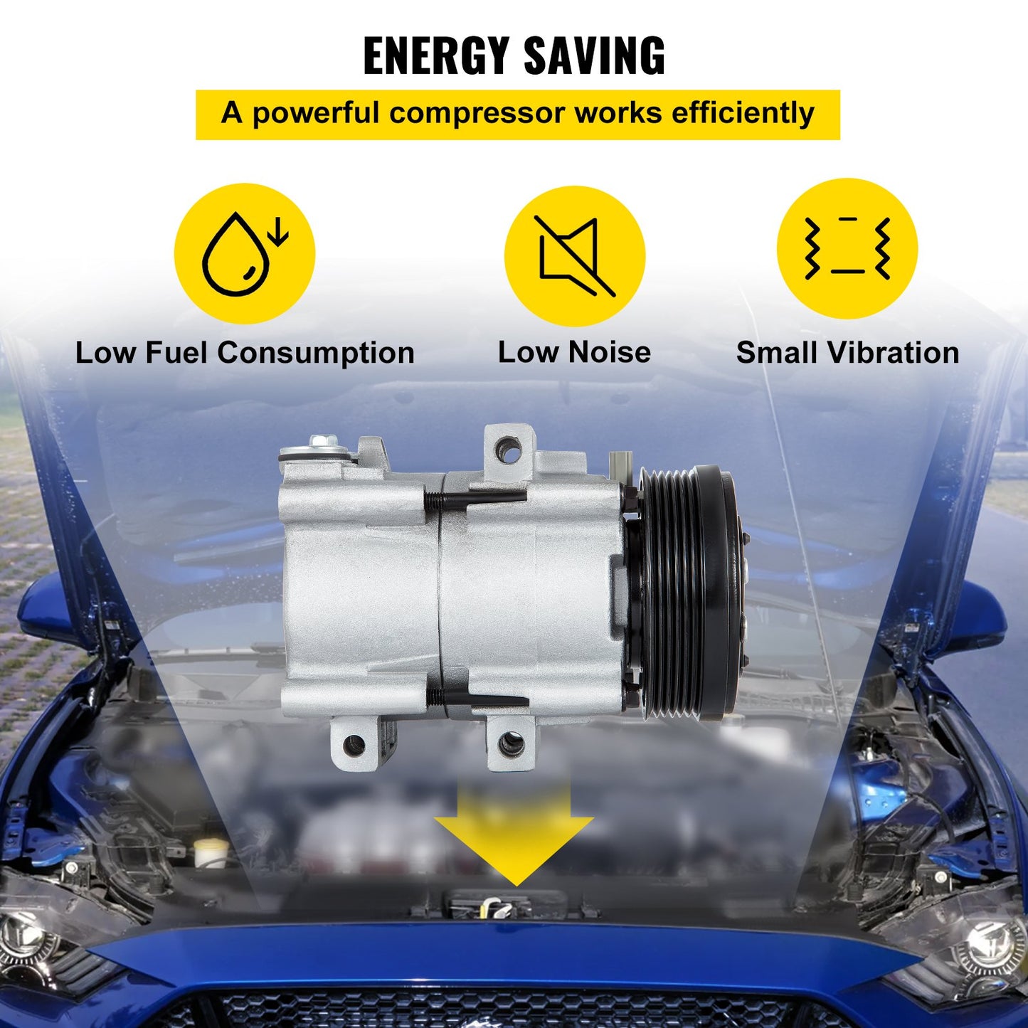 CO 101290C (4L3Z19703AB) Universal AC-kompressor för 93-07 Ford Lincoln Mercury Thunderbird F150 4,2L 4,6L 5,4L 6,8L FS10 AC-kompressorenhet 58129 57129 58165 57165