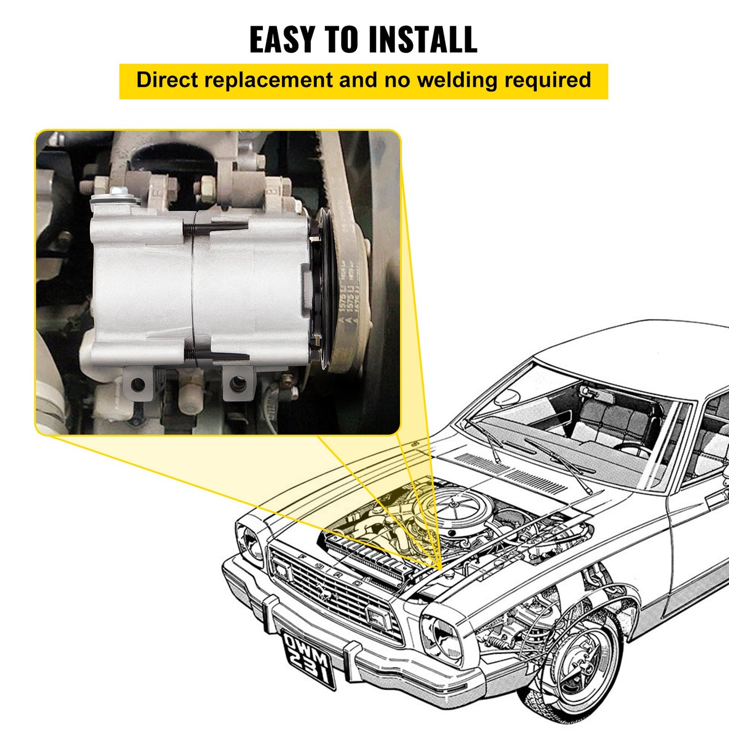 CO 101290C (4L3Z19703AB) Universal AC-kompressor för 93-07 Ford Lincoln Mercury Thunderbird F150 4,2L 4,6L 5,4L 6,8L FS10 AC-kompressorenhet 58129 57129 58165 57165