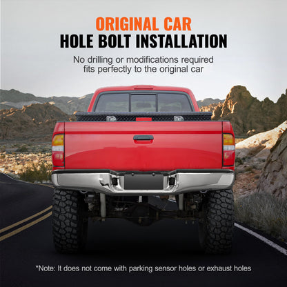 Rear Step Bumper, Compatible with 1995-2004-Toyota Tacoma, Chrome Steel Back Bumper, Assembly Replacement Rear Bumper with License Plate Light and Step Pad, without Sensor Holes, for TO1102215