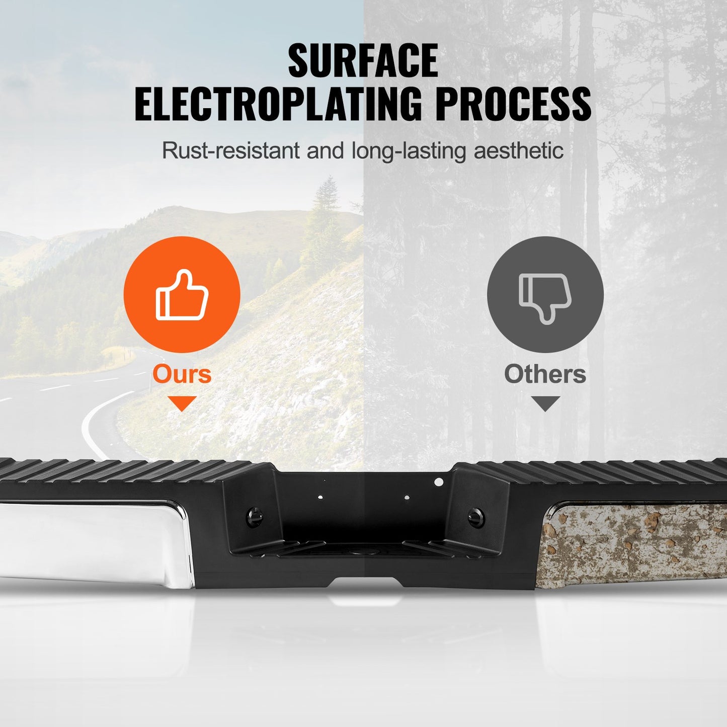 Rear Step Bumper, Compatible with 2008-2016-Ford F250/Ford F350 Super Duty, Chrome Steel Back Bumper, Assembly Replacement Rear Bumper with License Plate Light and Step Pad, for FO1103148