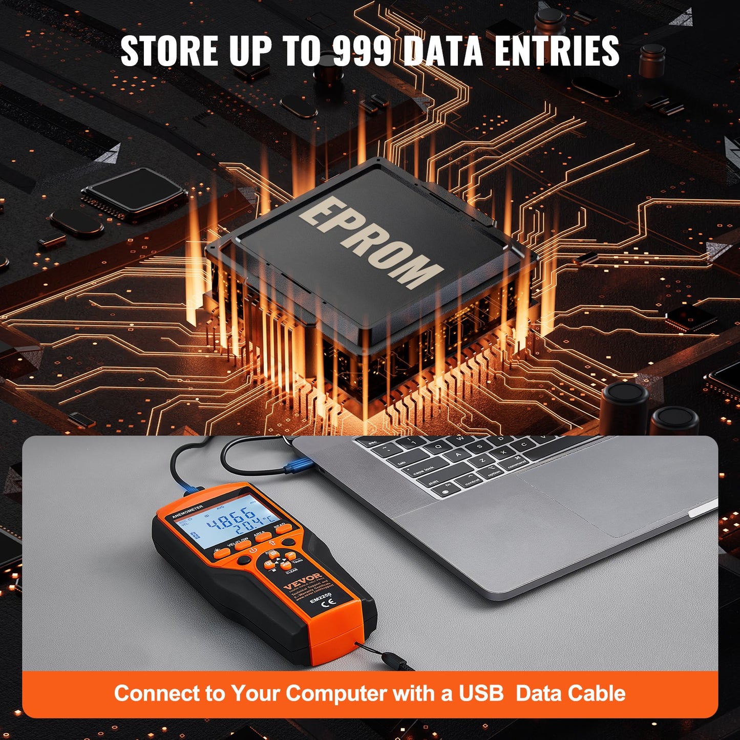 Delad handhållen anemometer, 14℉-140℉, digital vindhastighetsmätare CFM med LED-bakgrundsbelyst skärm, mäter vindhastighet, vindtemperatur, luftflöde, vindkylning, för segling, surfing, flygning, HVAC