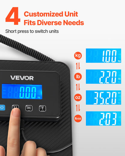 Digital Postal Scale, 10 g/100 g Dual Accuracy, 200 kg Commercial Weight Scale with Hold/Tare Function & LCD Display, Fit for Packages, Postage, Luggage, Battery & Charging Cable Included