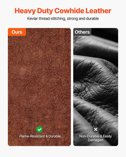 Svetsförkläde i läder med delade ben, kraftiga flamskyddade svetsbyxor i kohud för män och kvinnor, värmebeständigt säkerhetsförkläde med 3 fickor för träbearbetning, trädgårdsarbete, smedja, storlek M