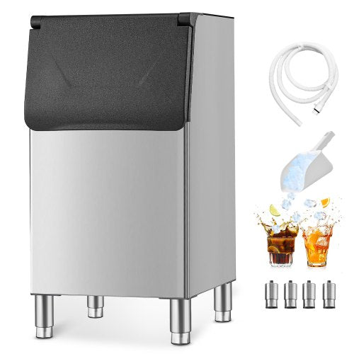Commercial Ice Maker Storage Bin, 136 kg Capacity Ice-Bin, Commercial Ice Storage Bin with Adjustable Anti-slip Rubber Feet, Suitable for Restaurant Hotel and Beverage Shops