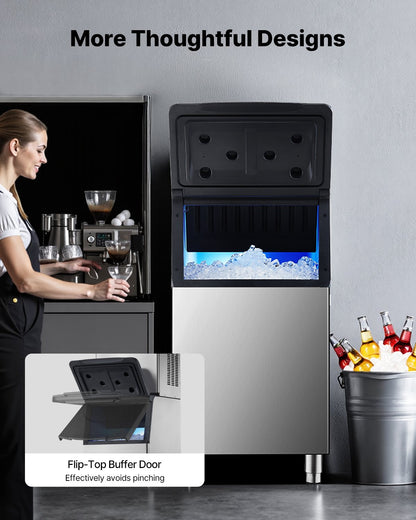 Förvaringsbehållare för kommersiell ismaskin, islåda med kapacitet 136 kg, kommersiell islåda med justerbara halkfria gummifötter, lämplig för restauranger, hotell och dryckesbutiker