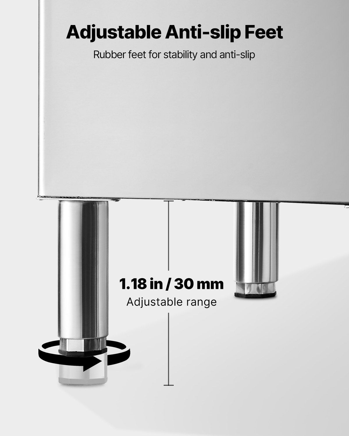 Commercial Ice Maker Storage Bin, 136 KG Capacity Ice-Bin, Stainless Steel Commercial Ice Storage Bin with Adjustable Anti-slip Rubber Feet, Suitable for Restaurant Hotel and Beverage Shops