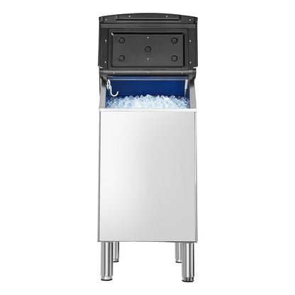 Commercial Ice Maker Storage Bin, 136 KG Capacity Ice-Bin, Stainless Steel Commercial Ice Storage Bin with Adjustable Anti-slip Rubber Feet, Suitable for Restaurant Hotel and Beverage Shops