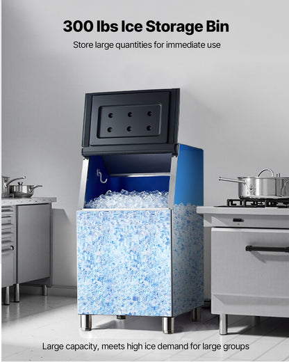 Commercial Ice Maker Storage Bin, 136 KG Capacity Stainless Steel Ice-Bin, Commercial Ice Storage Bin with Adjustable Anti-slip Rubber Feet, Suitable for Restaurant, Hotel and Beverage Shops