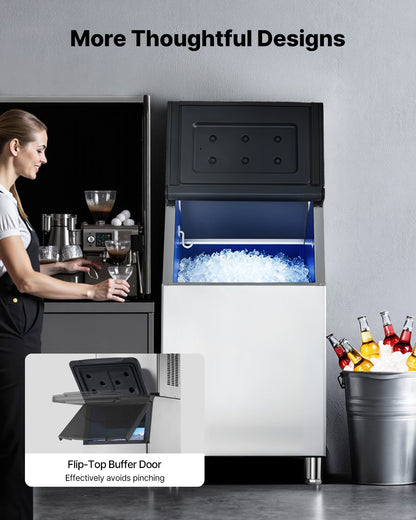 Commercial Ice Maker Storage Bin, 136 KG Capacity Stainless Steel Ice-Bin, Commercial Ice Storage Bin with Adjustable Anti-slip Rubber Feet, Suitable for Restaurant, Hotel and Beverage Shops