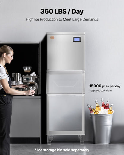 Kommersiell ismaskin 140 kg/dag självrengörande ismaskin - endast topplock