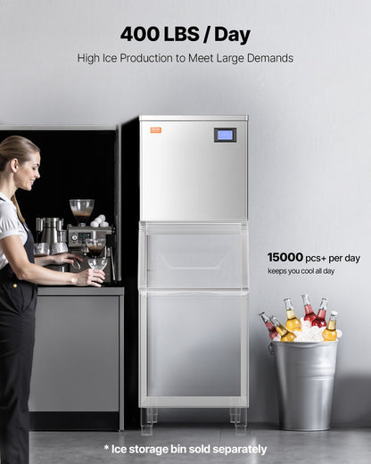 Kommersiell ismaskin 400 lbs/dag självrengörande ismaskin - endast topplock