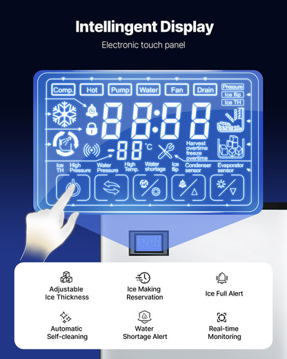 Kommersiell ismaskin 500 lbs/24 h självrengörande ismaskin - endast huvud