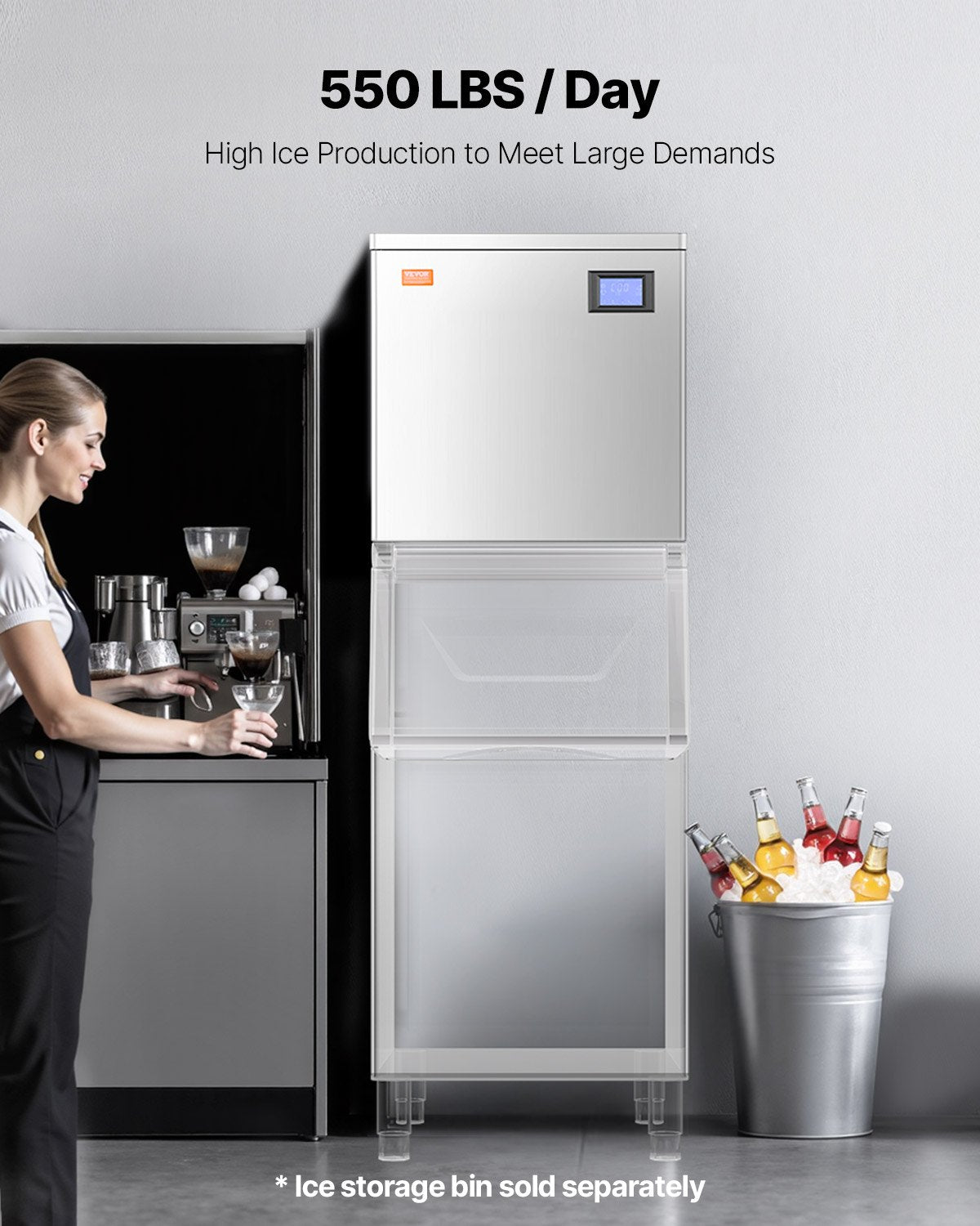 Commercial Ice Maker 550 lbs/Day Self-Cleaning Ice Machine - Head Only