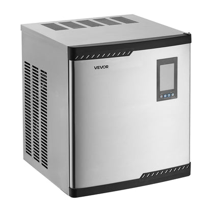 Kommersiell ismaskin - huvud, 136 kg/dag ismaskin i rostfritt stål med schemalagd istillverkning, självrengörande, justerbar tjocklek, idealisk för restaurangbar café hotell - endast huvud