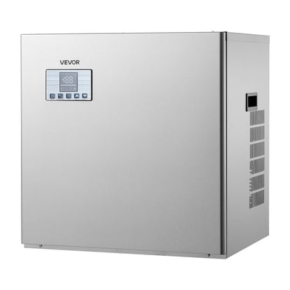 Kommersiell ismaskin - Huvud, 181 kg/dag ismaskin i rostfritt stål med schemalagd istillverkning, självrengörande, justerbar tjocklek, idealisk för restaurangbar café hotell - Endast huvud