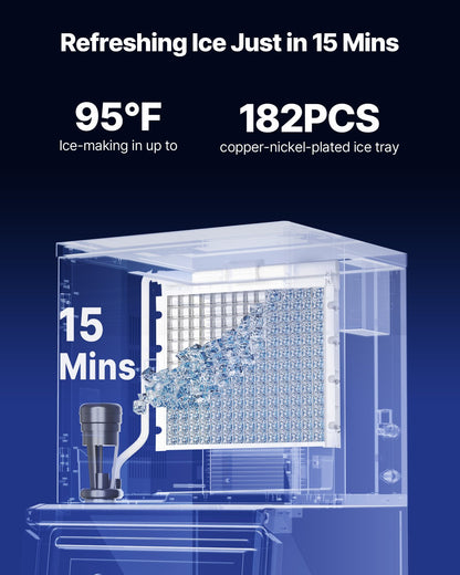 Commercial Ice Maker Machine - Head, 204 kg/Day Stainless Steel Ice Machine with Scheduled Ice-Making, Self-Cleaning, Adjustable Thickness, Ideal for Restaurant Bar Cafe Hotel - Head Only