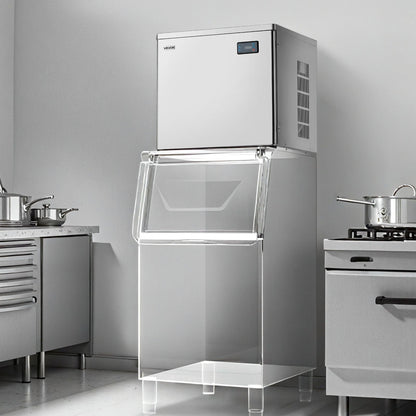 Commercial Ice Maker Machine - Head, 204 kg/Day Stainless Steel Ice Machine with Scheduled Ice-Making, Self-Cleaning, Adjustable Thickness, Ideal for Restaurant Bar Cafe Hotel - Head Only