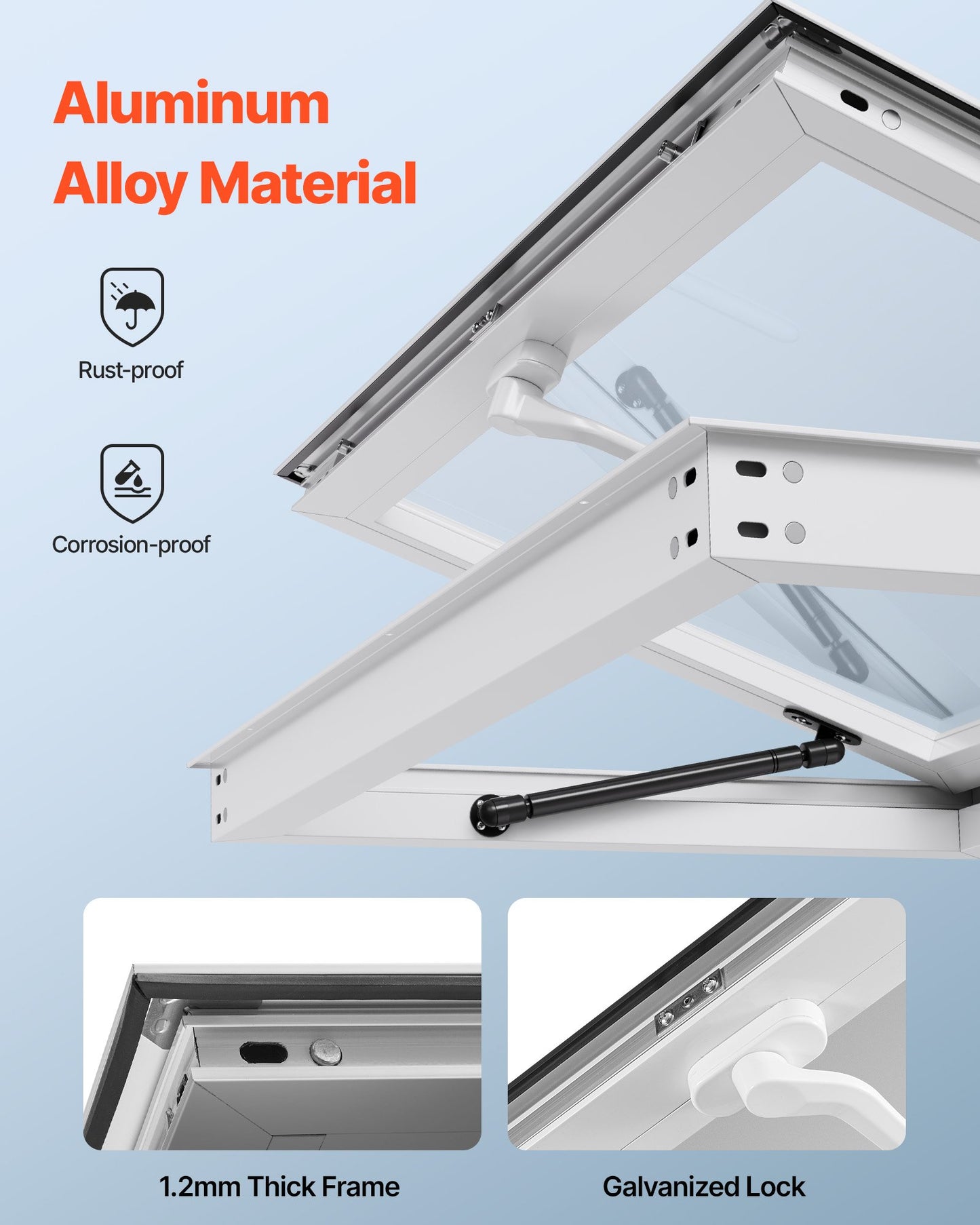 Koncessionsfönster 92x61 cm, servicefönster med aluminiumram för food truck, upp till 85 graders ställfönster med markisdörr och dragkrok, regnvattentåligt för koncessionsvagnar