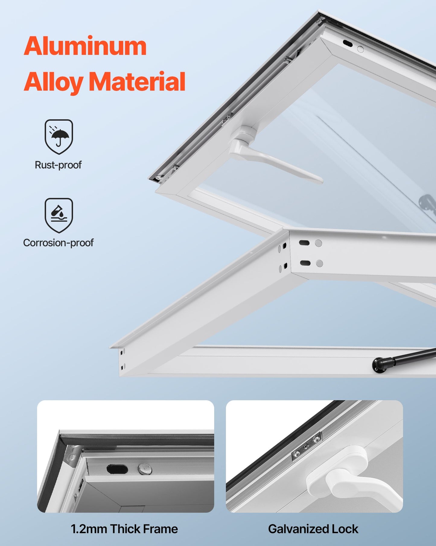 Koncessionsfönster 92x92 cm, servicefönster med aluminiumram för food truck, upp till 85 graders ställfönster med markisdörr och dragkrok, regnvattentåligt för koncessionsvagnar