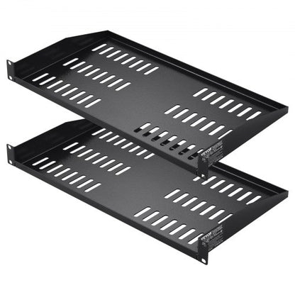 2PCS 1U Server Rack Shelf, 10"/254 mm Depth, 23 kg / 50 lbs Max Load Capacity Vented Cantilever or Wall Mount Rack Mount Shelf with Tray, Good Air Circulation for 482.6 mm/19" Network Cabinet or Equipment Rack