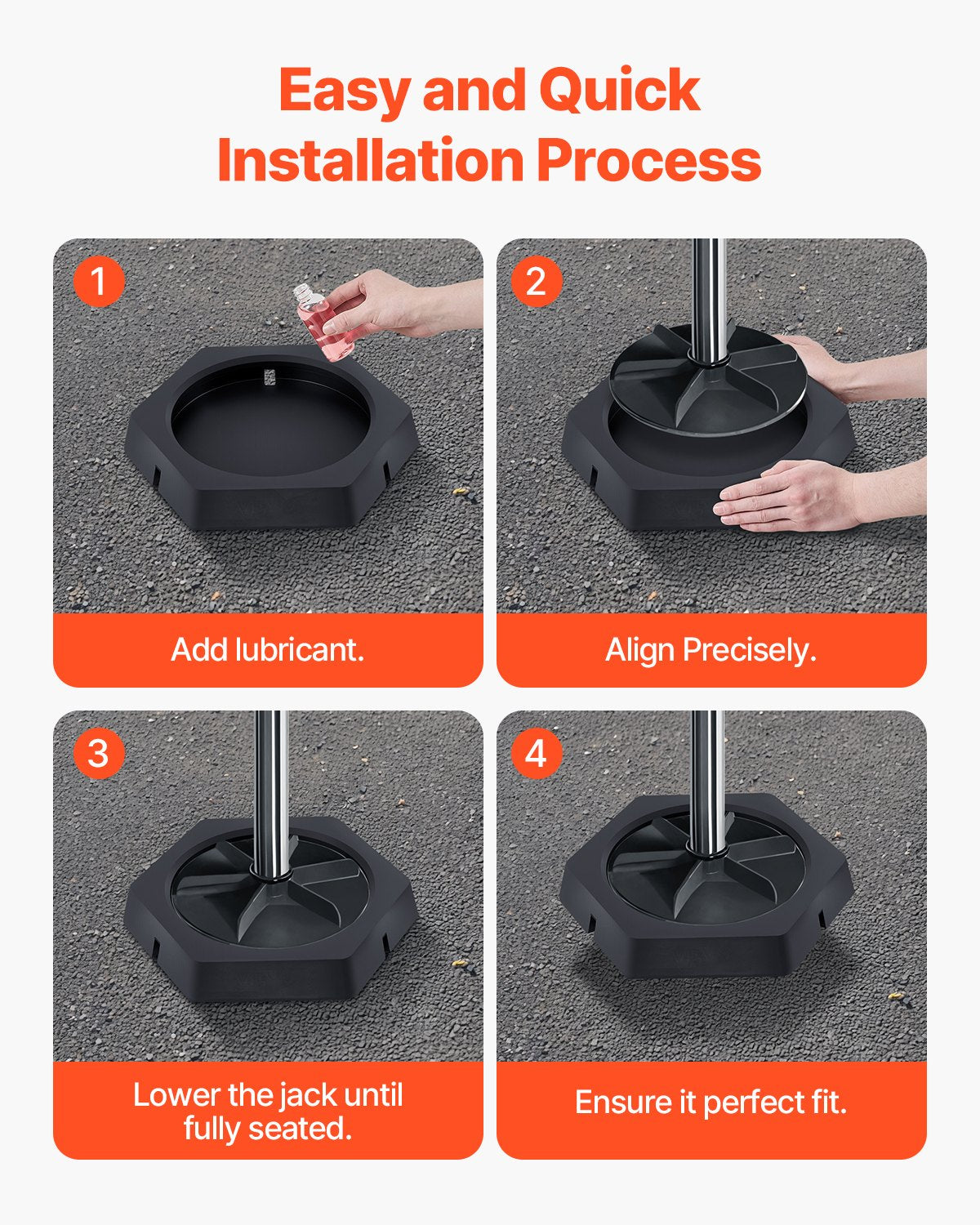 RV Leveling Pads, 4-Pack Rubber Trailer Jack Pads, Each with 5000 lbs Capacity, Jack Stabilizer Padding with Large Surface Area, Ideal for 10" Round Feet, 5th Wheels Class A/C Motorhomes Camper