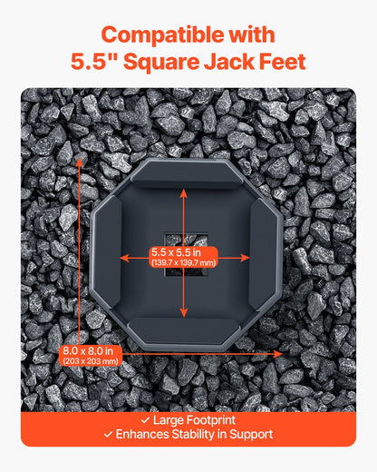 Nivelleringsplattor för husbilar, 4-pack gummikuddar för domkrafter, vardera med en kapacitet på 5000 lbs, stabiliseringsplatta för domkrafter med stor yta, lämplig för 5,5" fyrkantiga domkrafter, 5:e hjulen för husbilar med klass A/C