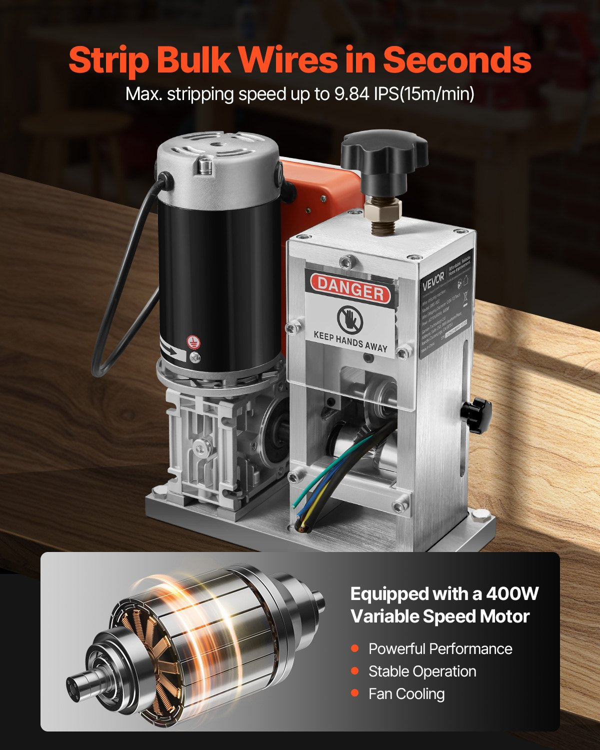 Electric Automatic Wire Stripper Stripping Machine 1,5-40 mm (0.06-1.57 in) 400W Motor