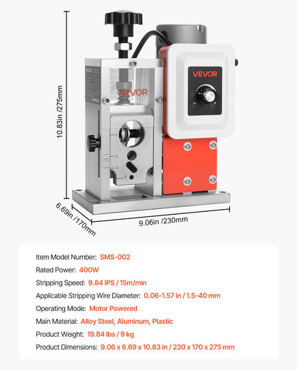 Electric Automatic Wire Stripper Stripping Machine 1,5-40 mm (0.06-1.57 in) 400W Motor