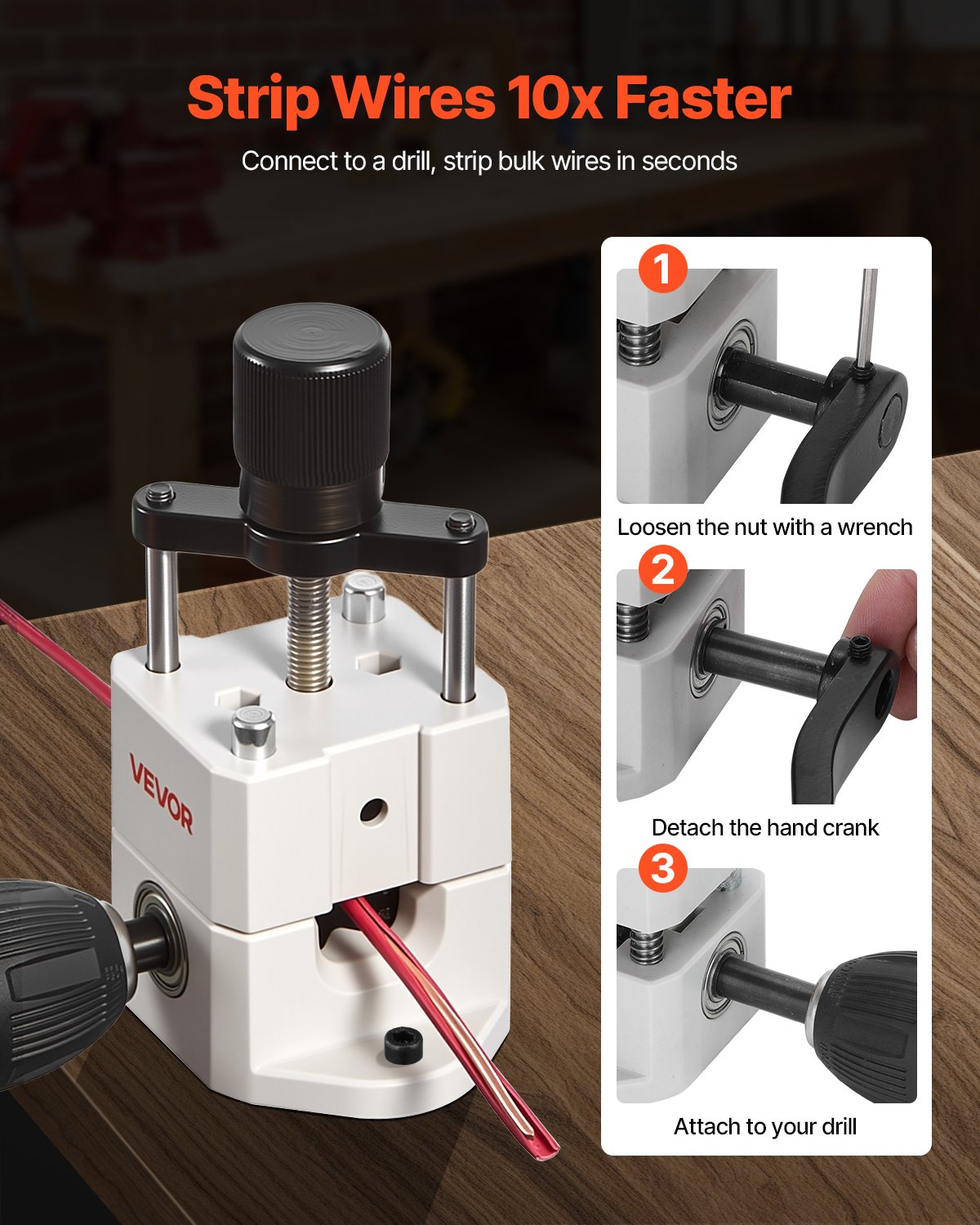 Manual Wire Stripper Stripping Machine 1,5-25 mm (0.06-1 in) Hand or Drill Powered