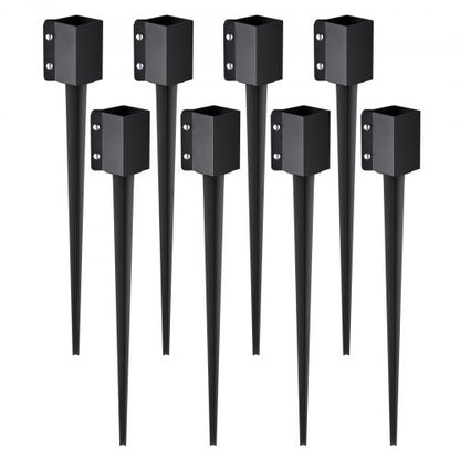 Fence Post Anchor Ground Spike, 8 Pack 36 x 4 x 4 Inches Outer Diameter (Inner Diameter 3.5 x3.5 Inches), Metal Black Powder Coated Post Stake Ground, for Mailbox Deck Garden Railing