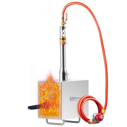 Portable Propane Forge, 1 Burner Farrier Forge, 2600℉ Tool and Knife Making Blacksmithing Gas Forge, Large Capacity Square Stainless Steel Gas Forging Tools and Equipment for Metal Forging