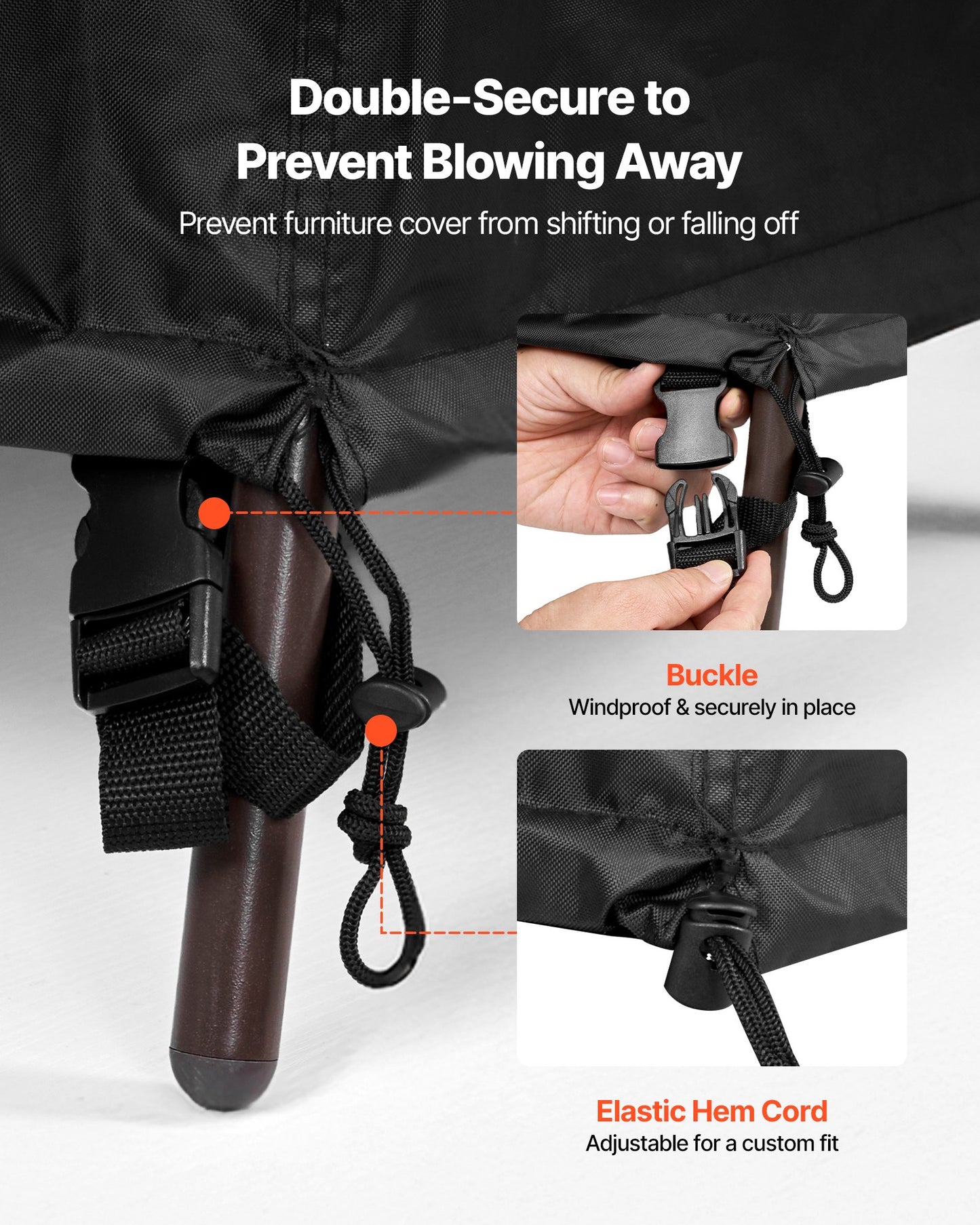 Patio Furniture Cover, 420D Heavy Duty Waterproof Outdoor Dining Table and Chairs Cover, Large Squre Patio Table Covers with Air Vent for All Weather, 188L x 188W x 71H cm, Black