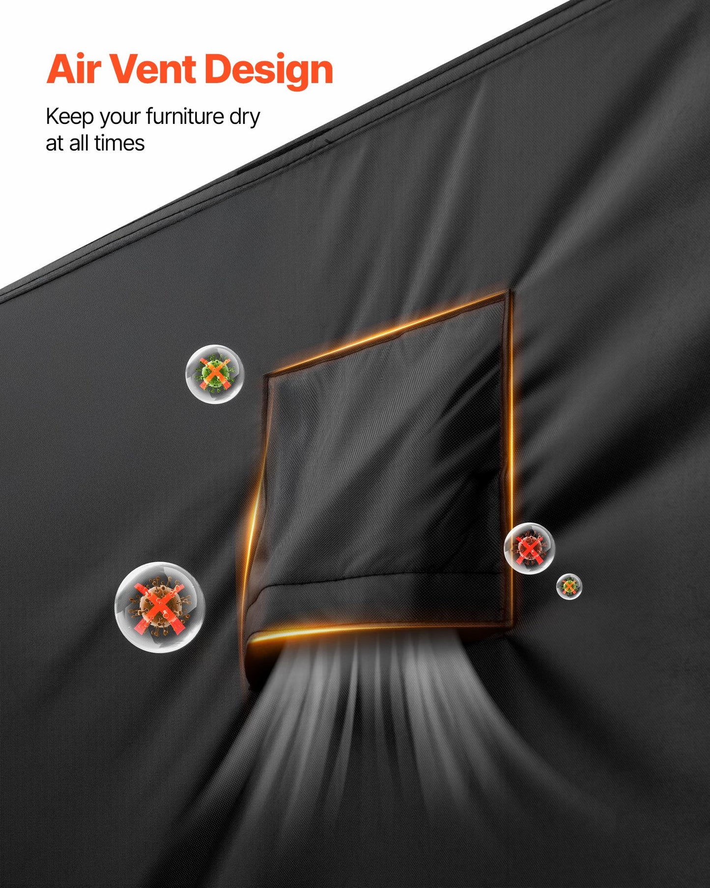 Överdrag till uteplatsmöbler, 420D kraftigt vattentätt överdrag för utomhusmatbord och stolar, stort rektangulärt överdrag till uteplatsbord med ventilation för alla väder, 224L x 158B x 71H cm, svart