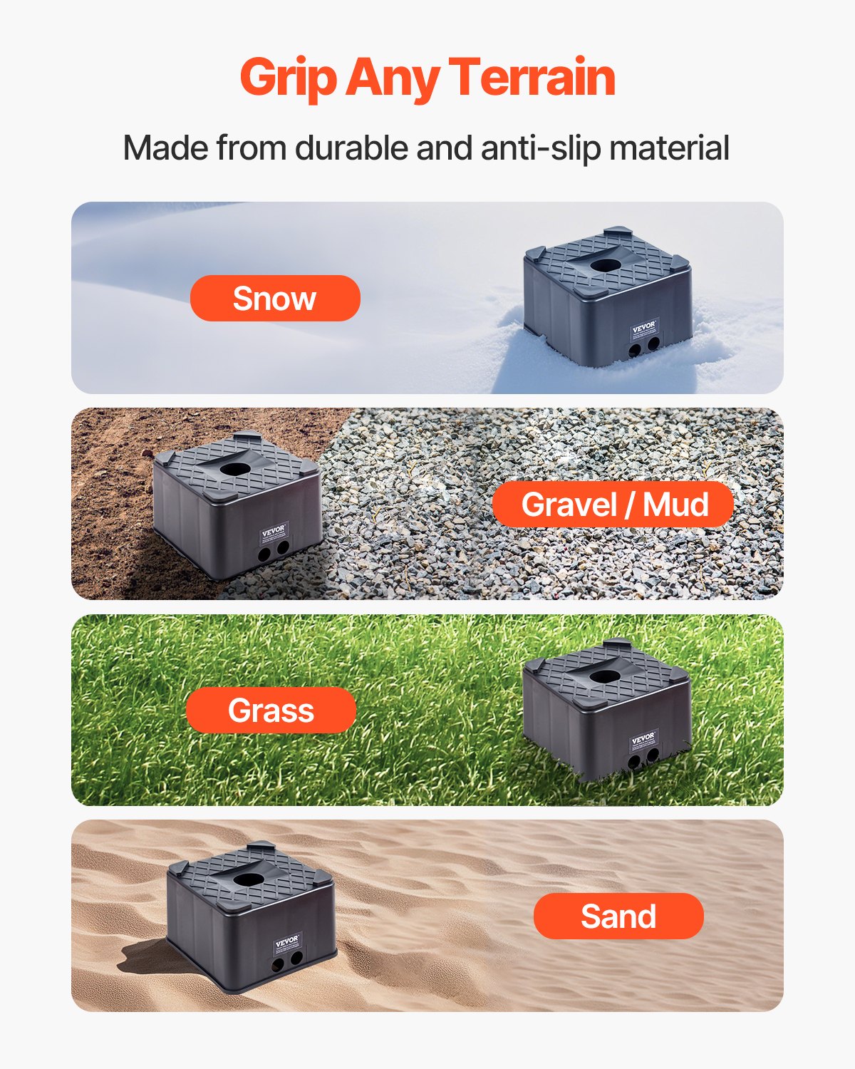 Domkraftsblock, 15 cm högt och kraftigt nivåblock för husbilar med 2600 kg kapacitet, domkraftsstöd för husbilar, motorcykelstöd, pall, husbilstillbehör för husvagnar, 5-hjuls husbilar med klass A/C